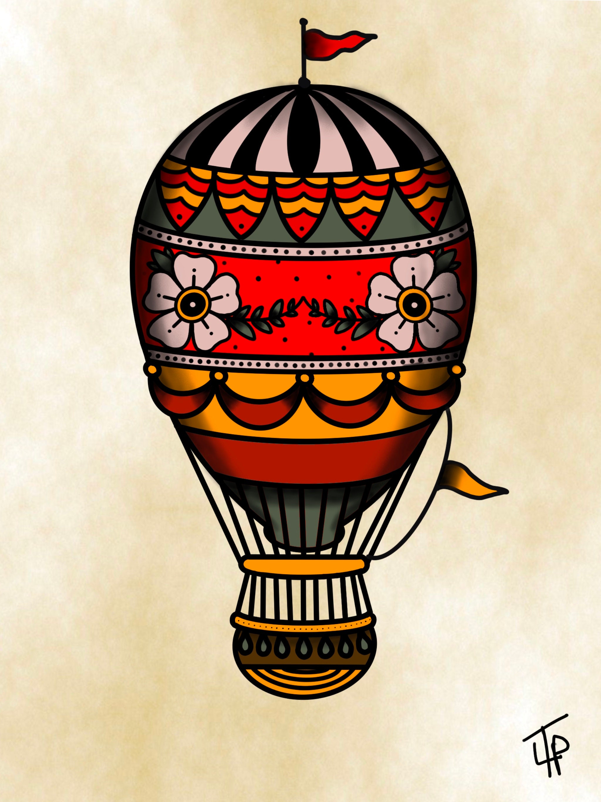 Diamond Tattoo Monza   Traditional Air balloon  Tattoo Artist Kelly Red   Facebook