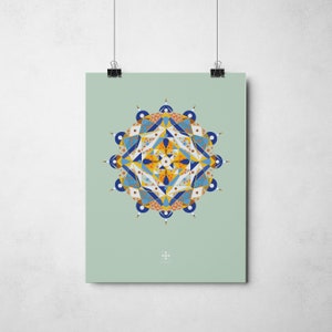 Trippy Mandala Grande formato Arte Geometrica Pattern Poster Stampa su carta opaca per studio di yoga, soggiorno come elemento decorativo Boho per la casa