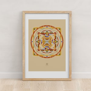 Poster d'arte stampato Mandala moderno su carta opaca in grande formato 24x36 pollici / Arte geometrica per Yoga Studio o un regalo per l'amante spirituale