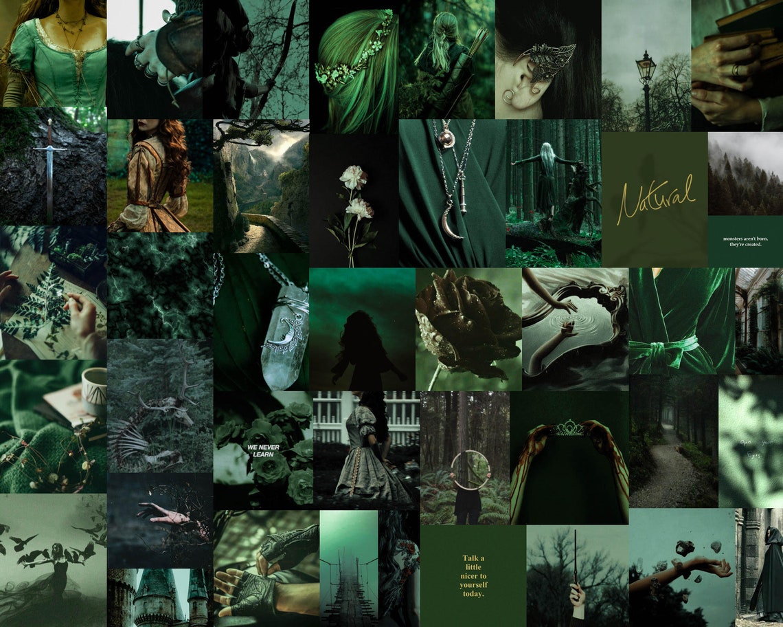 55 Pics Dark Green Fantasy Aesthetic Wall Collage digital - Etsy