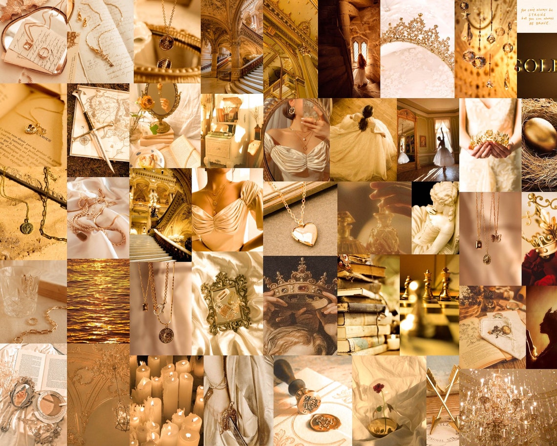 35 Pics Royal Gold Aesthetic Wall Collage digital Download Etsy