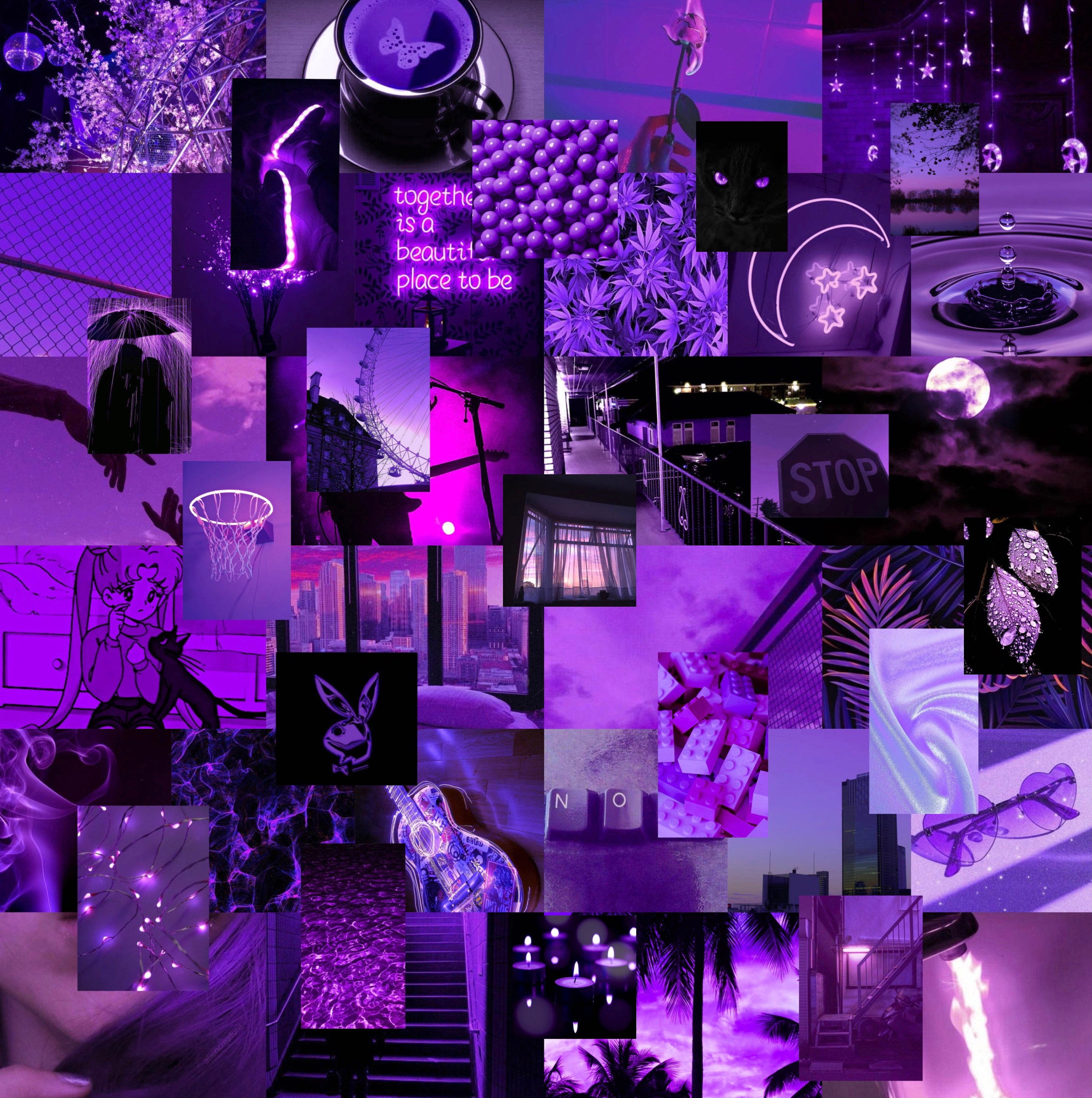 55 pics Dark Purple Lavender Aesthetic Wall Collage | Etsy