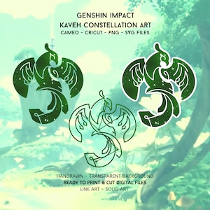 Genshin Impact SVG bundel KAVEH sterrenbeeld | DIGITAAL BESTAND Genshin Impact gesneden bestanden png svg voor Cricut Silhouette