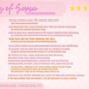 May include: Pink background with white text outlining the terms of service for digital downloads. The text includes the phrase "These files are for your personal use only." and "The sale is final. Therefore, I do not accept returns, refunds, or other options."