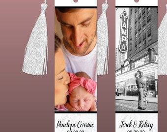 Custom Metal Photo Booth Bookmark | Personalized Bookmark 1 Photo With Tassel | Save the Date, Wedding, Engagement  or Anniversary Gift Idea