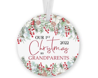 1st Christmas as Grandparents | Dated Christmas Tree Ornament | First Christmas Gift | Custom Keepsake Dated Ornament | With Gift Box