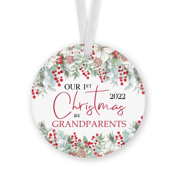 1st Christmas as Grandparents | Dated Christmas Tree Ornament | First Christmas Gift | Custom Keepsake Dated Ornament | With Gift Box
