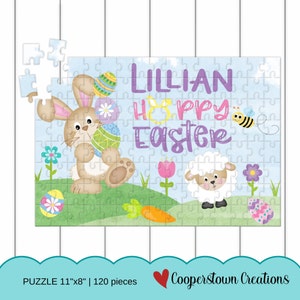 Easter Bunny Puzzle for Kids | Hoppy Easter Jigsaw Puzzle | Personalized Children Puzzles | Choose from 40 Piece -or- 120 Piece Puzzle