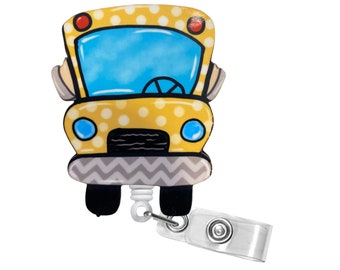 School Bus Retractable Badge Reel | Interchangeable Badge Reel | School ID Holder | Bus Driver Gift Idea