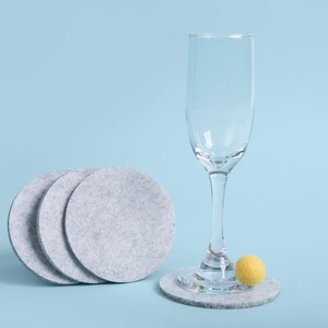 Gray Felt Coasters, Ready to Gift, Drink Coasters, 4mm thick felt coasters, Drinkware Coaster
