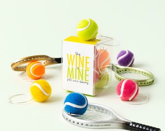 Tennis Wine Charms, Tennis Wine Markers, Tennis Lover Accessory, Set of 6, Ready to Gift