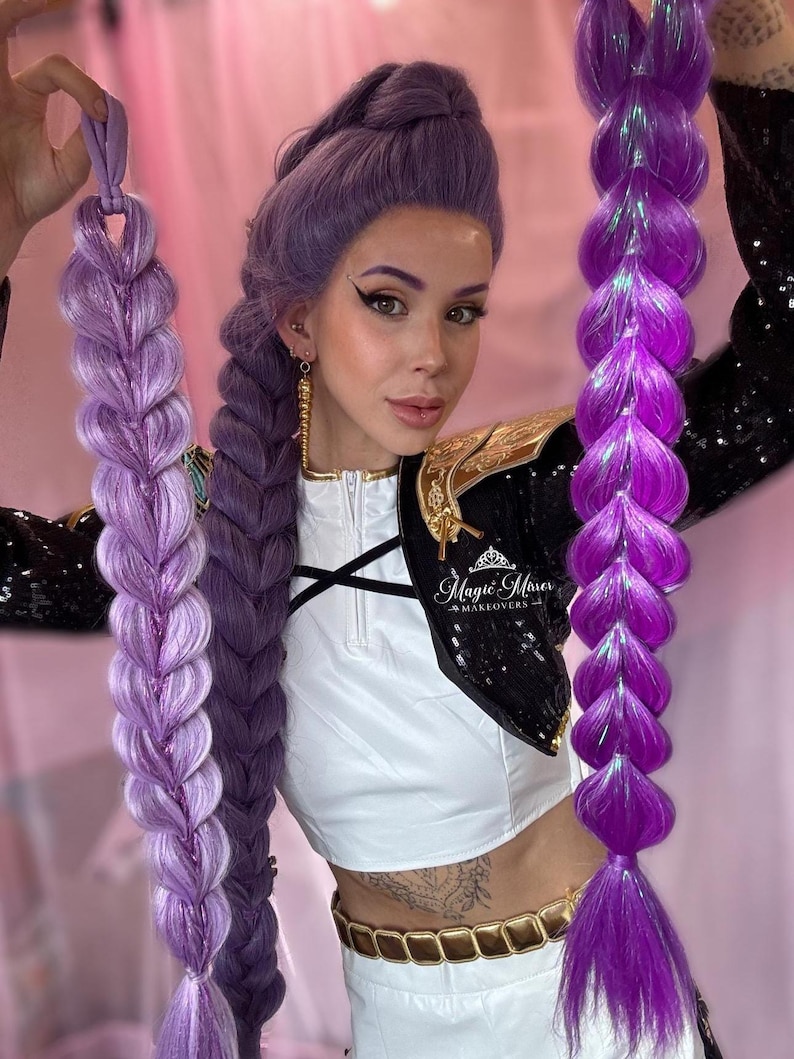 Rumi Kpop Demon Hunters Inspired Reusable Purple Hair Braid for Kids ...