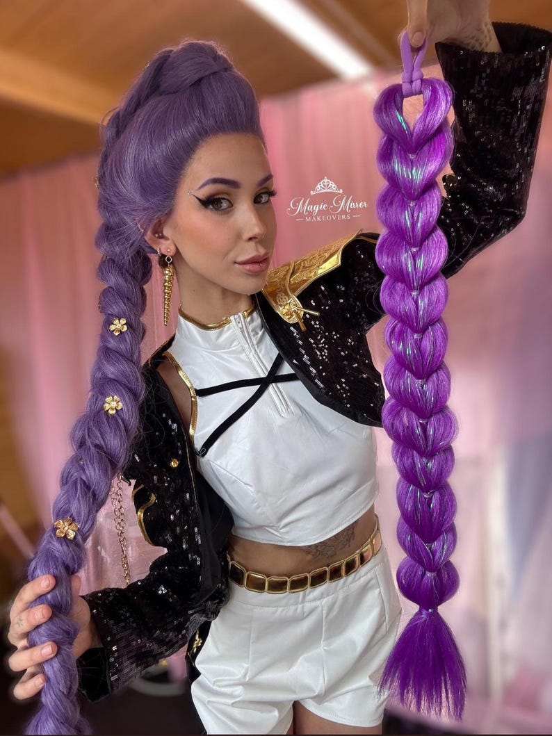 Rumi Kpop Demon Hunters Inspired Reusable Purple Hair Braid for Kids ...