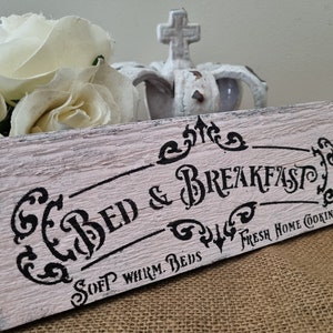 Bed and Breakfast shabby pink wood wall sign plaque