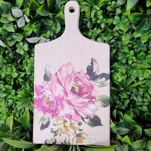 Floral Shabby Chic hand made wooden wall plaque paddle
