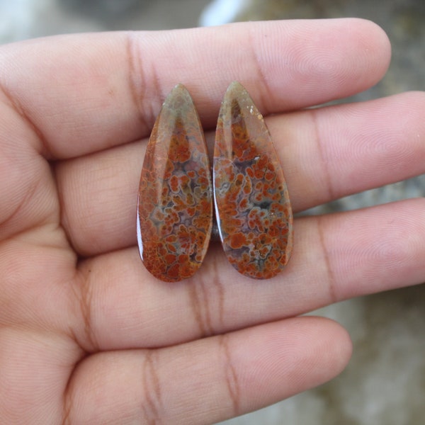 Red plume agate pair