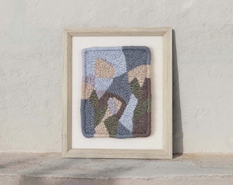 Framed Punch Needle Art: Botanical Geometric Fiber Artwork (8x10”)