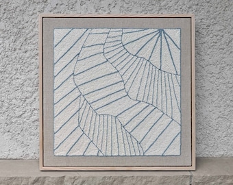 Punch Needle Art: Organic Lines Framed Fiber Artwork (25.5"sq)