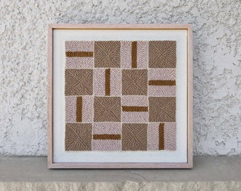 Geometric Punch Needle Art: Earth Tones Framed Fiber Artwork