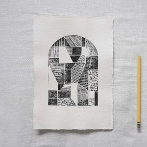 Impresión artística en bloque de Arch of Harmony [8 x 11"] / Impresión original en papel hecho a mano / Impresión artística geométrica hecha a mano / Hecha a pedido