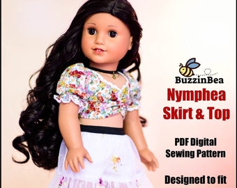 Nymphea Skirt & Top 18 inch Dolls Pattern Designed to Fit Dolls such as American Girl® - PDF