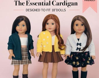 Le cardigan essentiel - Patron de couture numérique pour poupées de 45 cm (patron PDF)
