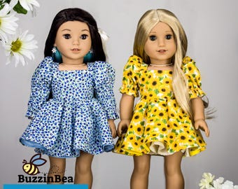 Puffy Dress for 18 inch Dolls such as American Girl ® - Digital PDF Sewing Pattern