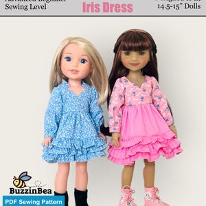 Iris Dress  for  14-15 inch Dolls Digital PDF Sewing Pattern Designed to Fit Dolls such as WellieWishers™ & Ruby Red Fashion Friends