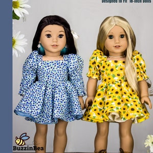 Puffy Dress for 18 inch Dolls such as American Girl ® - Digital PDF Sewing Pattern