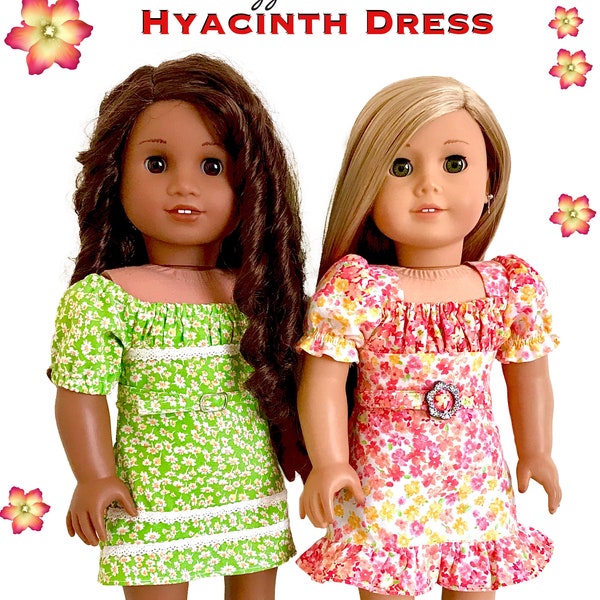 Patron de vêtements de poupée Hyacinth Dress 18" conçu pour s'adapter aux poupées telles que American Girl® - PDF