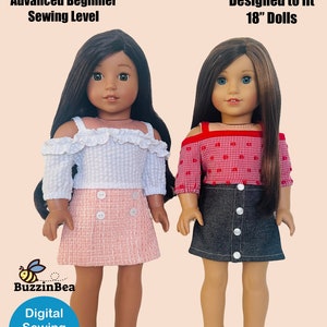 Lilium Skirt and Top Pattern  for  18 inch Dolls Digital PDF Sewing Pattern- Fits Dolls such as American Girl®