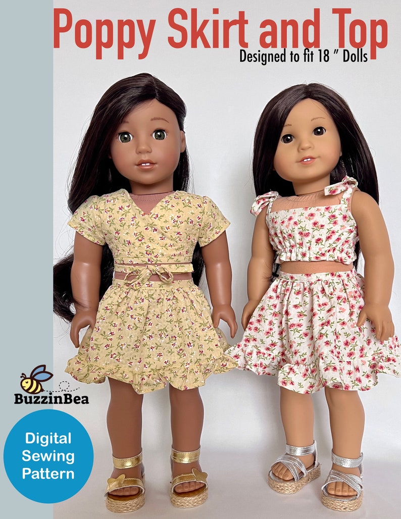 Poppy Skirt & Top 18 inch Dolls Pattern Designed to Fit Dolls such as American Girl® PDF image 1