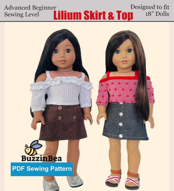 Lilium Skirt and Top Pattern for 18 inch Dolls (PDF Pattern)