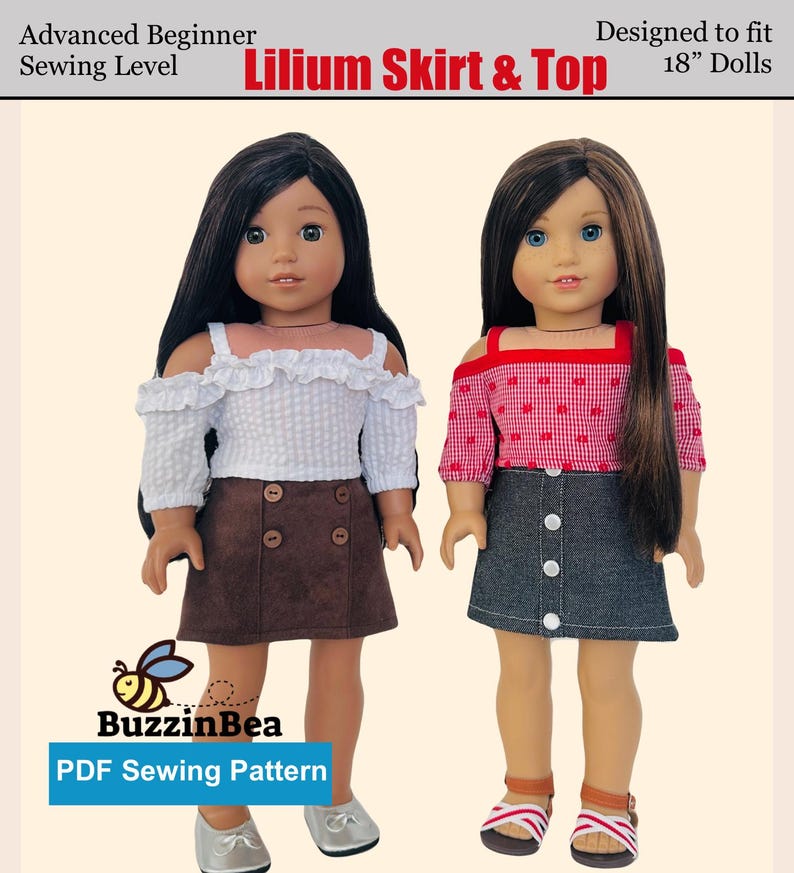 Patroon liliumrok en top voor poppen van 18 inch (pdf-patroon) afbeelding 1