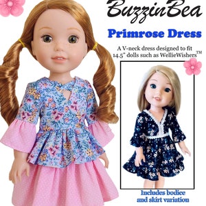 Primrose Dress 14.5" Doll Clothes Pattern Designed to Fit Dolls such as WellieWishers™ - PDF