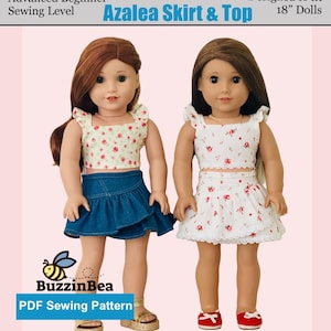 Wzór na spódniczkę i top w kształcie azalii dla lalek o długości 18 cali (wzór w formacie PDF)