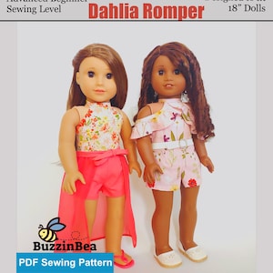 Dahlia Romper 18" Doll Clothes Pattern Designed to Fit Dolls such as American Girl®