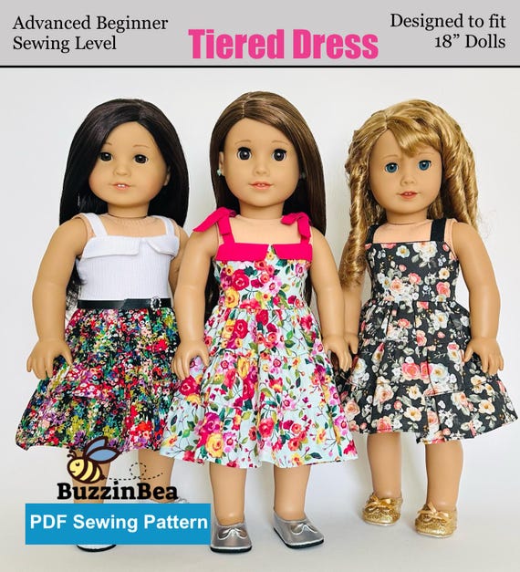 Tiered Dress for 18 inch Dolls such as American Girl ® - Digital PDF Sewing Pattern