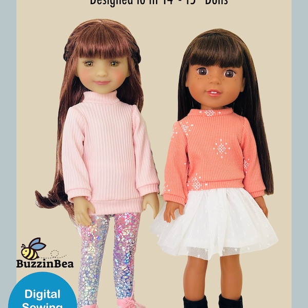 Chic Sweater Outfits for  14"-15"  Dolls Digital PDF Sewing Pattern Designed to Fit Dolls such as WellieWishers™ & Ruby Red Fashion Friends