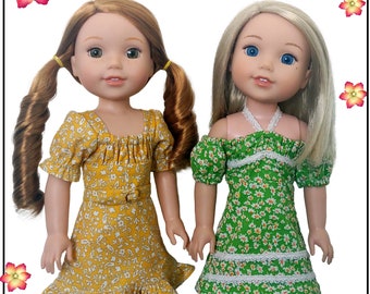 Hyacinth Dress 14.5" Doll Clothes Pattern Designed to Fit Dolls such as WellieWishers™ - PDF