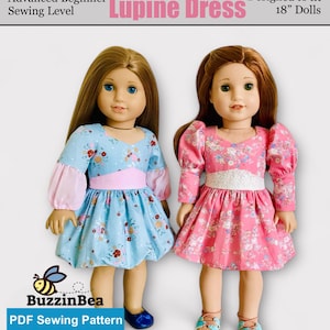 Lupine Dress Sewing Pattern for 18 Inch Dolls (PDF Pattern) image 1