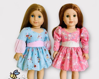 Lupine Dress Sewing Pattern for 18 Inch Dolls (PDF Pattern)