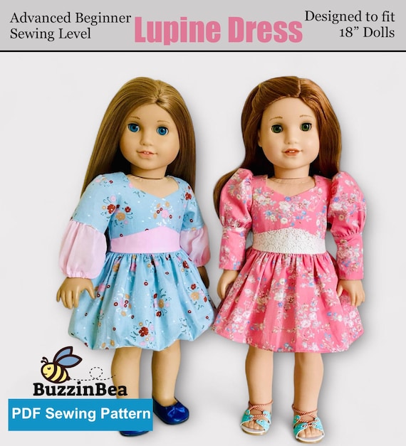 Lupine Dress Sewing Pattern for 18 Inch Dolls (PDF Pattern)