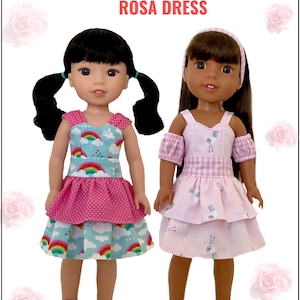 Robe Rosa pour poupées de 34 à 15 pouces telles que Wellie Wishers™ Convient aux poupées telles que American Girl®