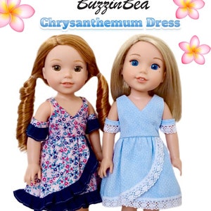 Chrysanthemum Dress 14.5" Doll Clothes Pattern Designed to Fit Dolls such as WellieWishers™ - PDF