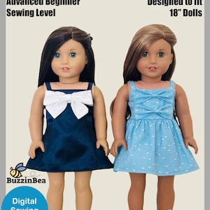 Bow Dress for 18 inch Dolls Pattern Fits  Dolls such as American Girl® - PDF