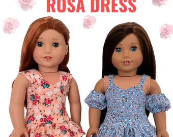 Rosa Dress 18" Doll Clothes Pattern Designed to Fit Dolls such as American Girl® - PDF