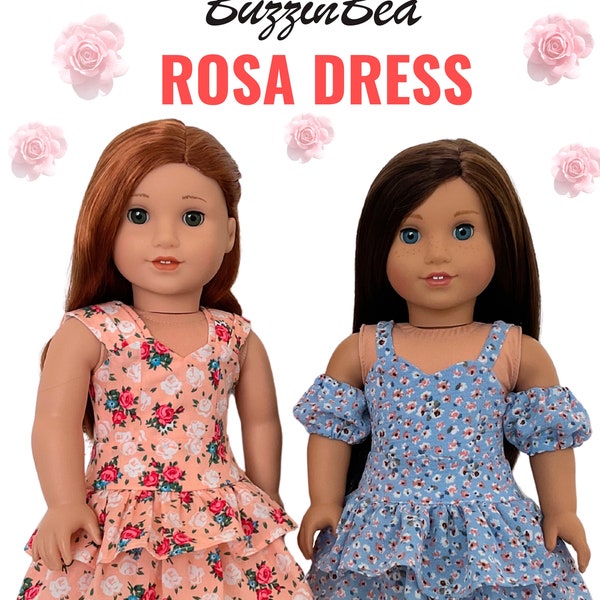 Robe Rosa 18" Patron de vêtements de poupée conçu pour s'adapter aux poupées telles que American Girl® - PDF