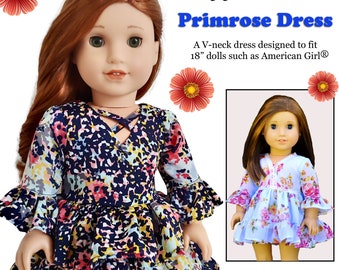 Primrose Dress 18" Doll Clothes Pattern Designed to Fit Dolls such as American Girl® - PDF