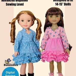 Iris Dress  for  14-15 inch Dolls Digital PDF Sewing Pattern Designed to Fit Dolls such as WellieWishers™ & Ruby Red Fashion Friends